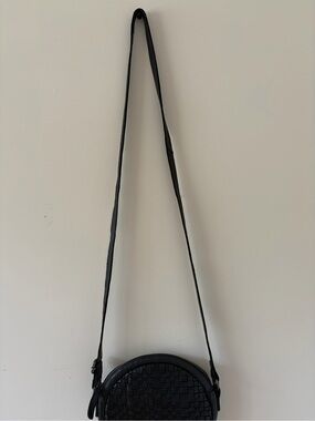 Black Woven Round Crossbody Bag - Women
